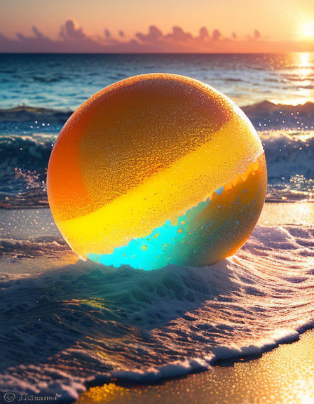 Surrealistic Sunlit Opal Slice in Tropical Sunrise