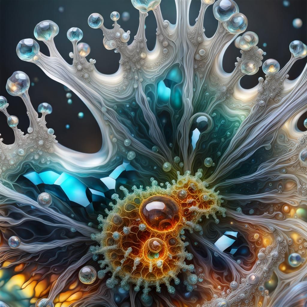 Colorful Crystal Amoeba Statue in Hyperrealism