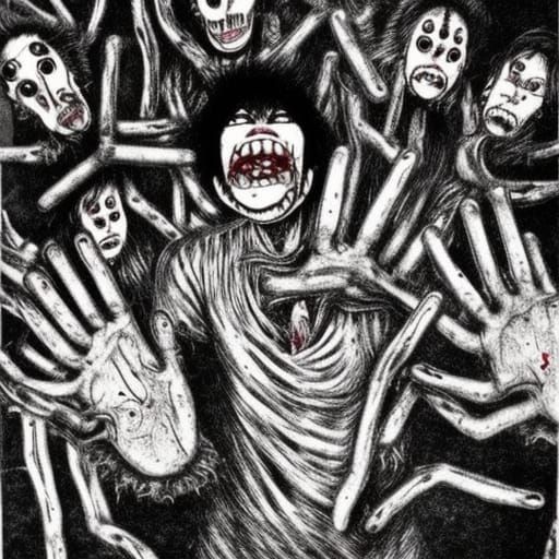 Disturbing Horror Image in Manga Style