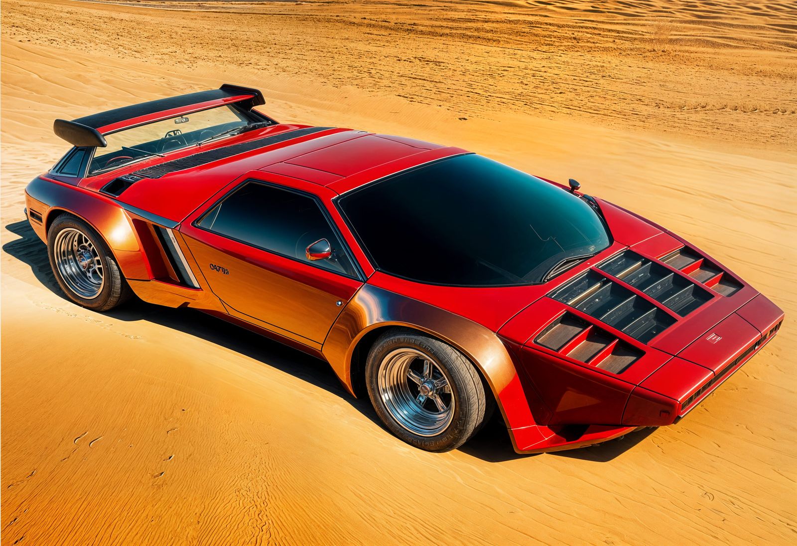 Red 1982 Vector W2 in Golden Hour, Photography