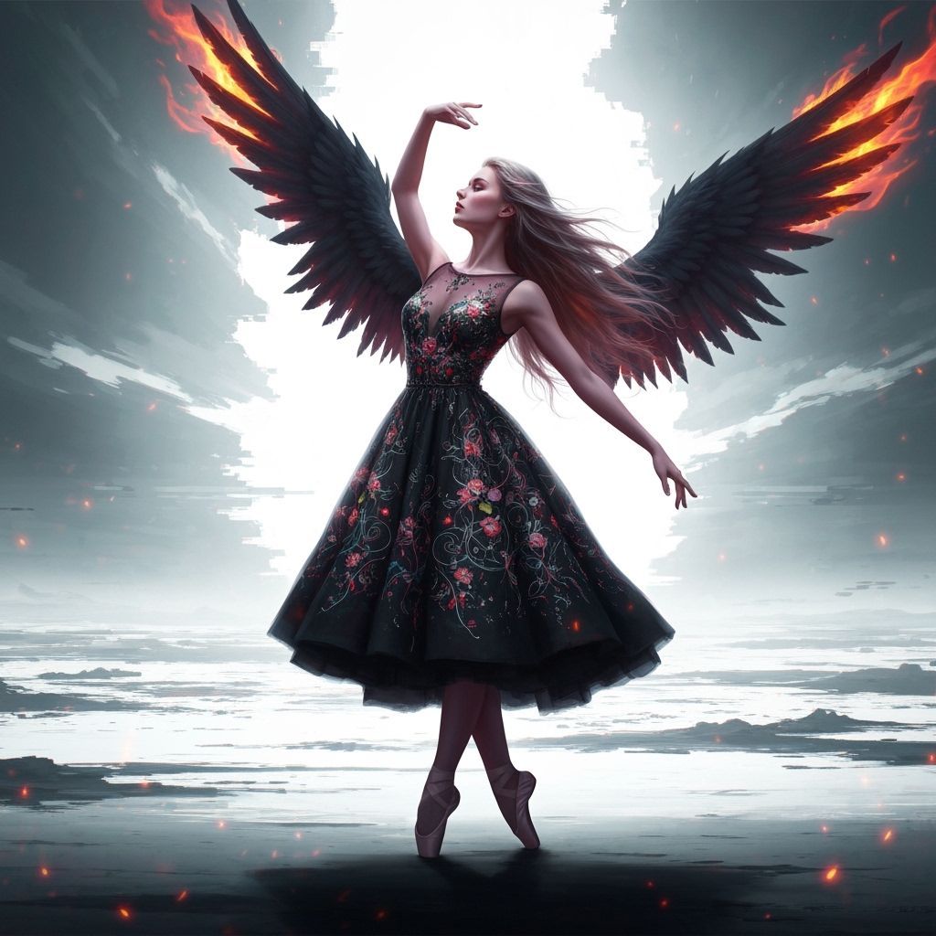 Dark Angel Ballerina in Ethereal Void