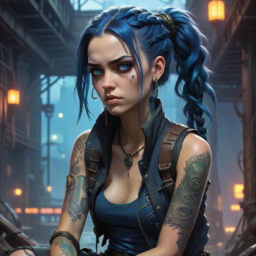 Steampunk Twin Sister of Jinx in Neon Grit