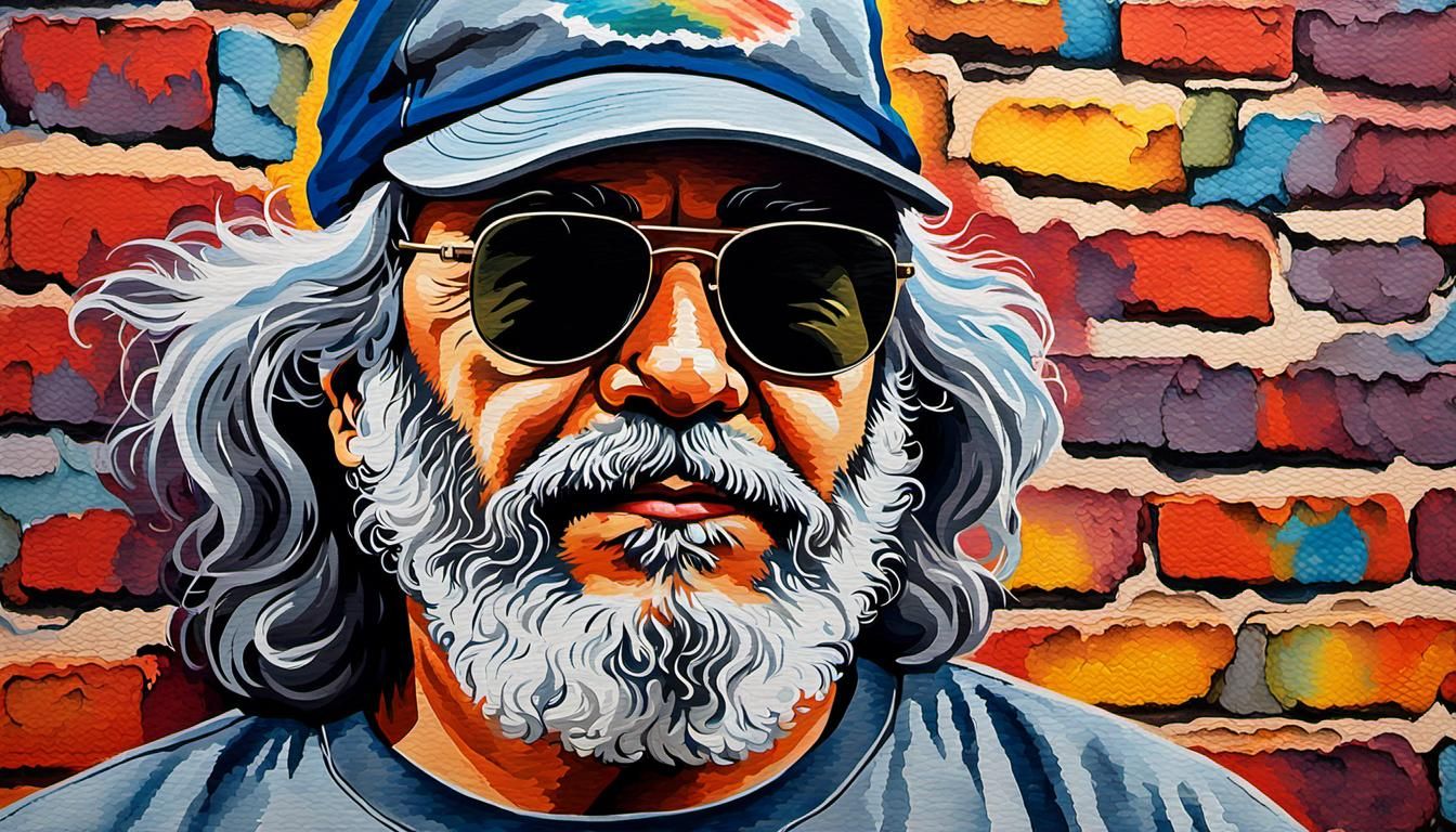 Jerry Garcia Portrait in Watercolor Pop Art Style