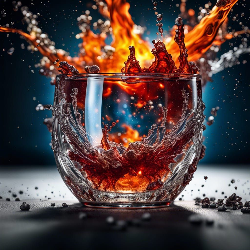 Planetary Collision Explosion in Elegant Glass Cup
