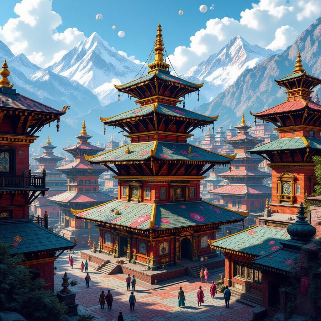 Psychedelic Kathmandu in Steampunk Style