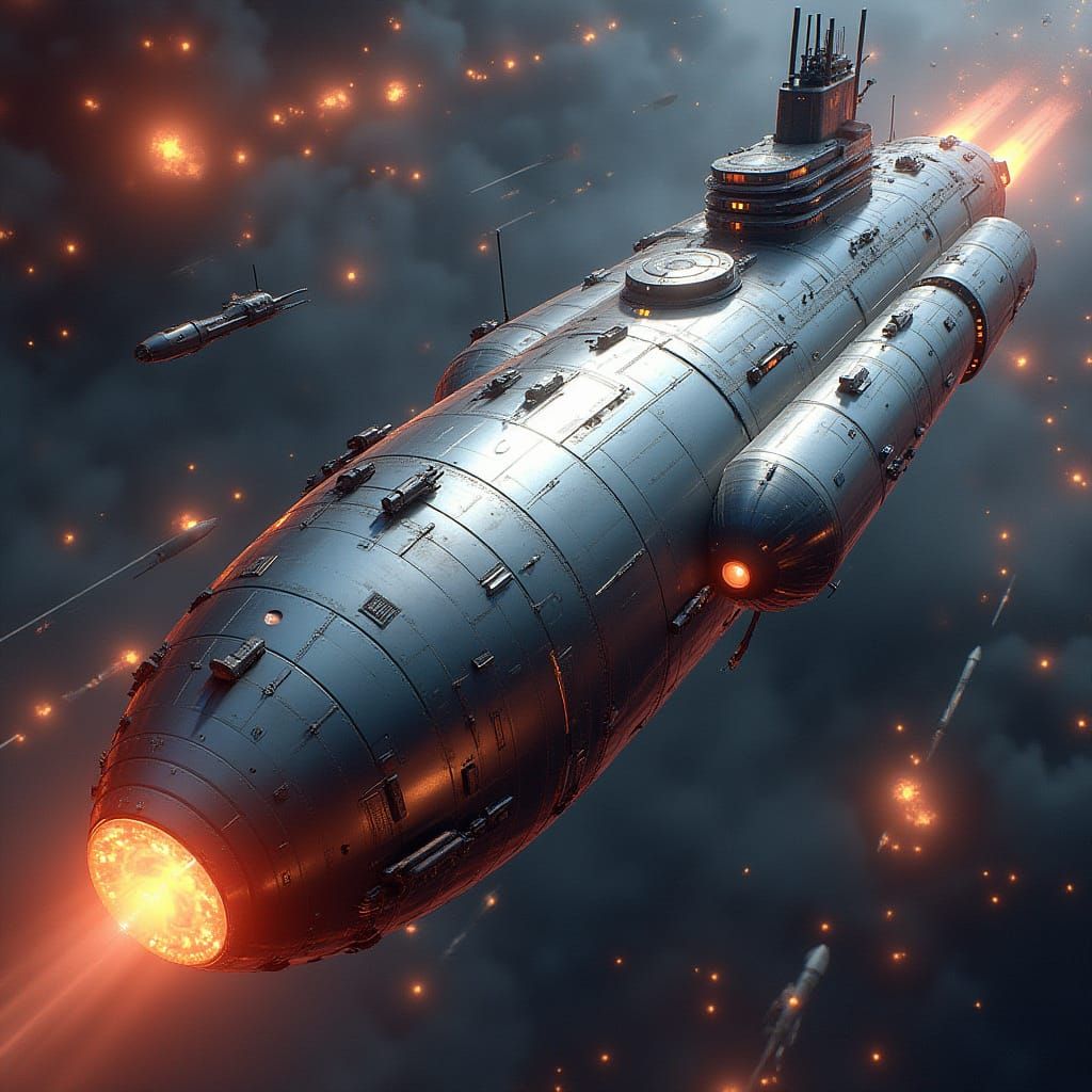 Futuristic Submarine Rocketship in 3D Rendered Style