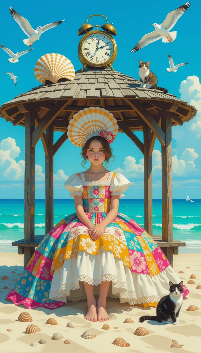 Girl with Shell: Kintsugi and Rutkowski Style