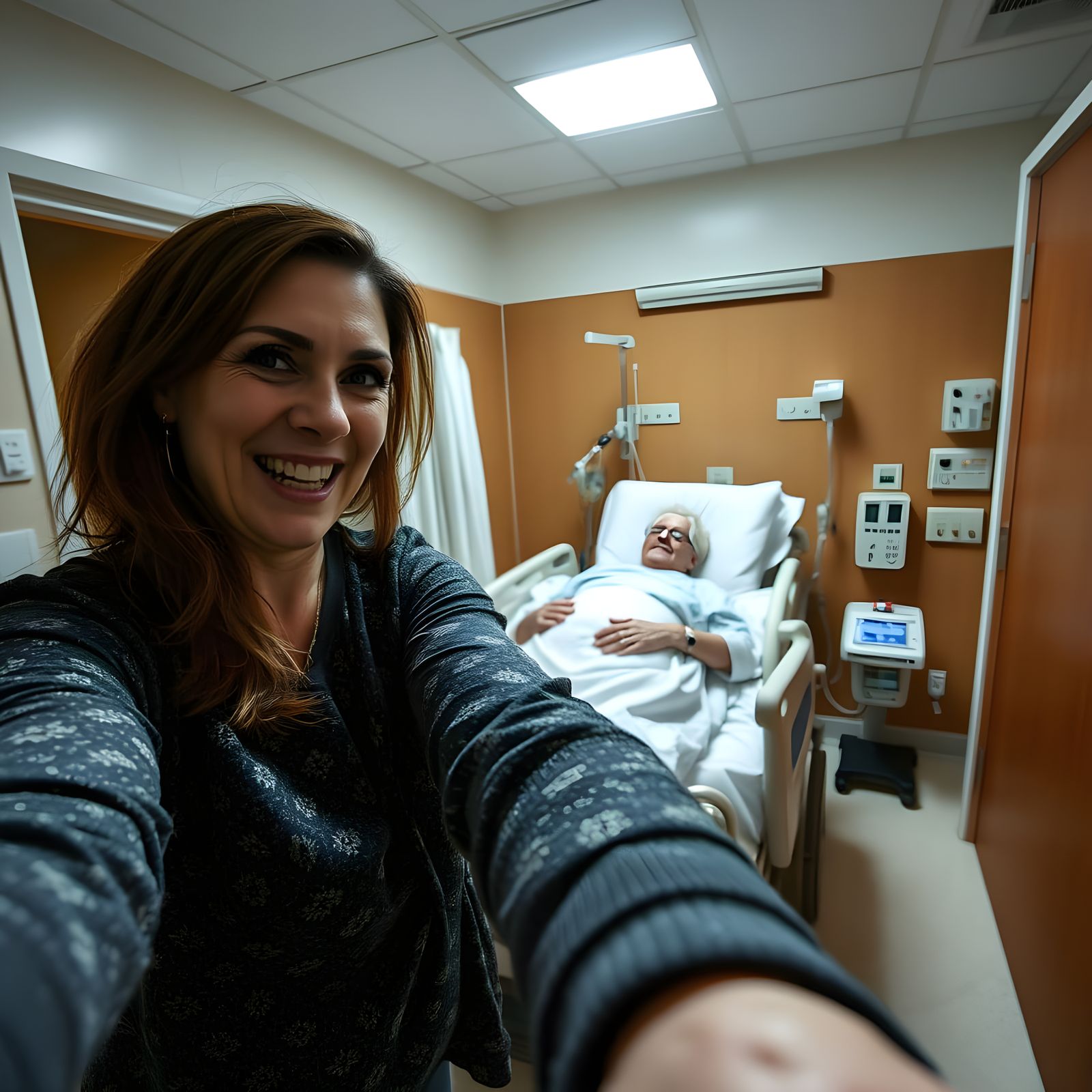 Unsettling Selfie: Elderly Husband Leaves Hospital
