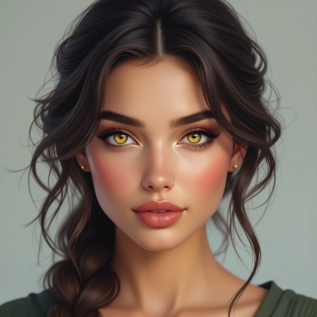 Beautiful Woman Portrait with Yellow Eyes in Dynamic Splash ...