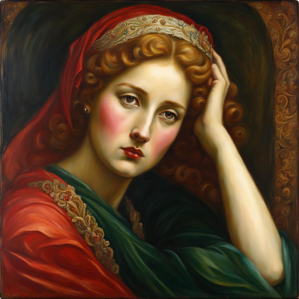 Lady Portrait in Pre-Raphaelite Style