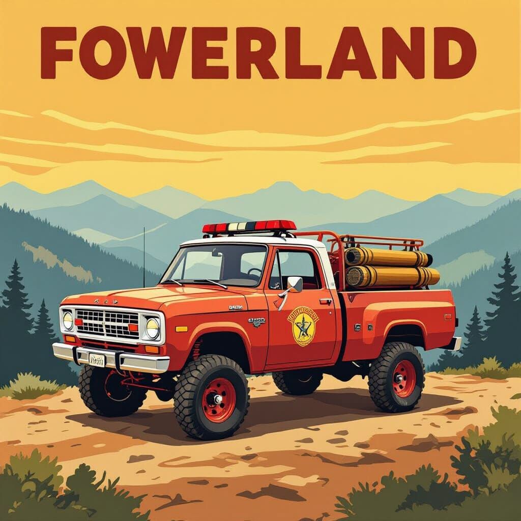 Vintage Fire Engine at National Park Overlook