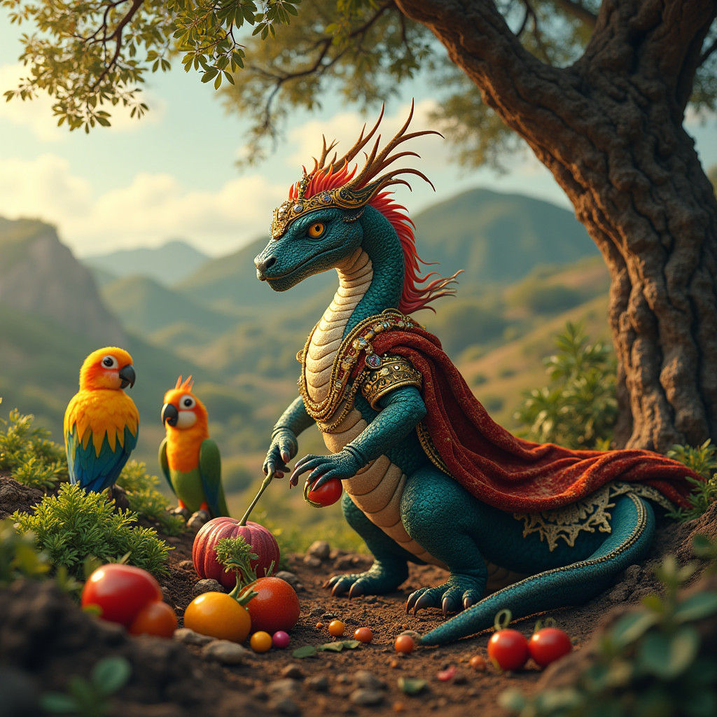 Majestic Dragon-Togepi Hybrid Harvesting Vegetables