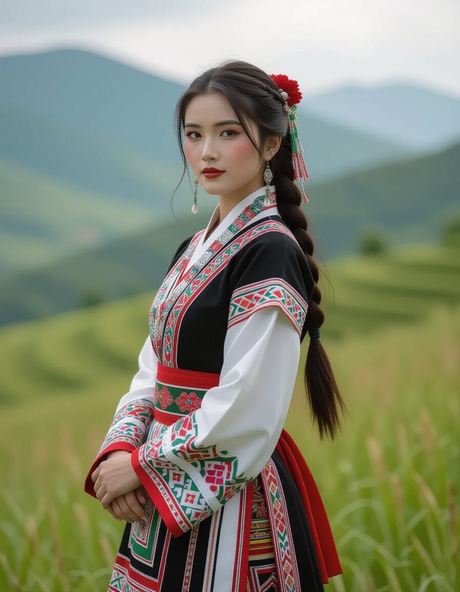 Hmong Woman in Traditional Dress, Cinematic Photography