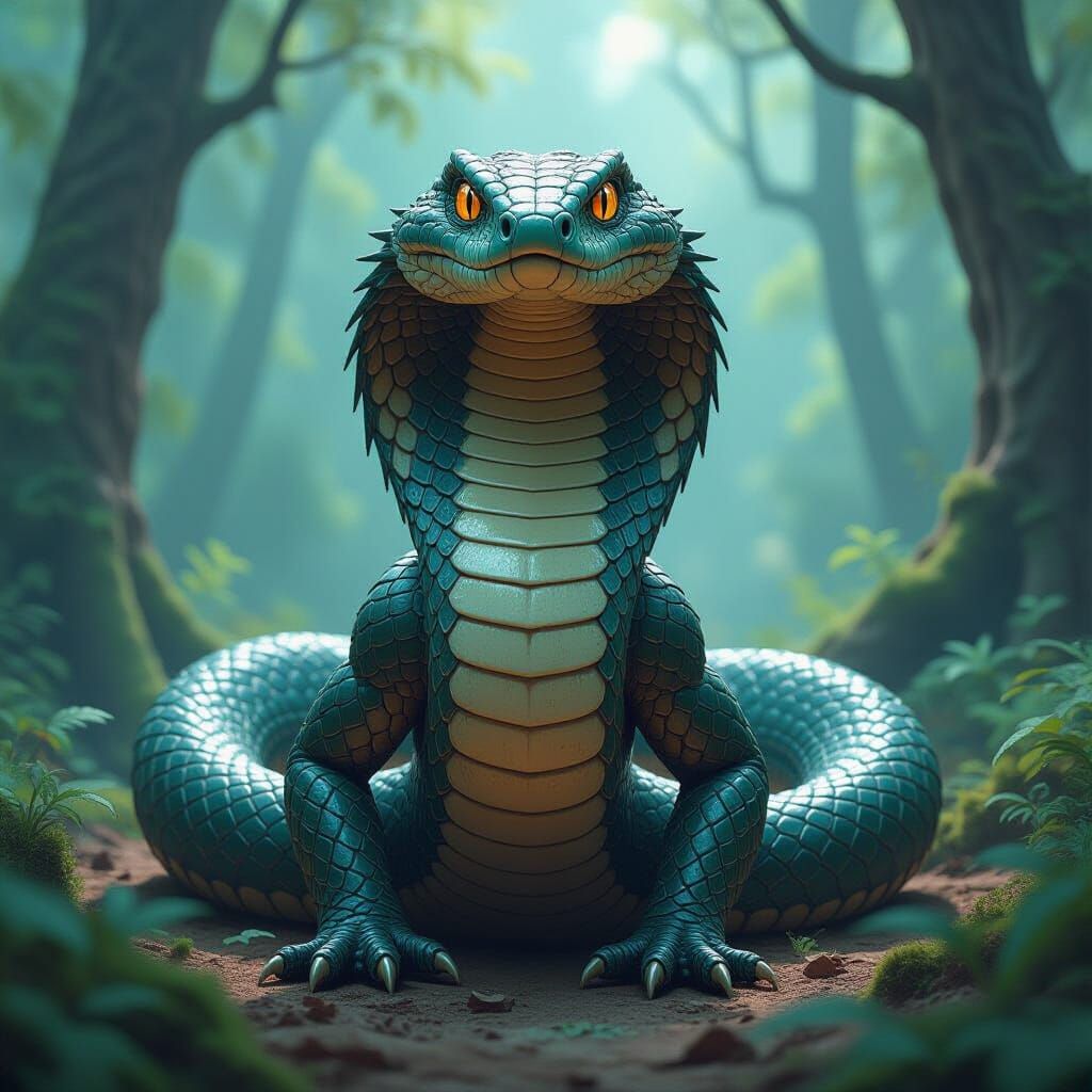 Four-Legged Cobra in Mystical Forest Armor