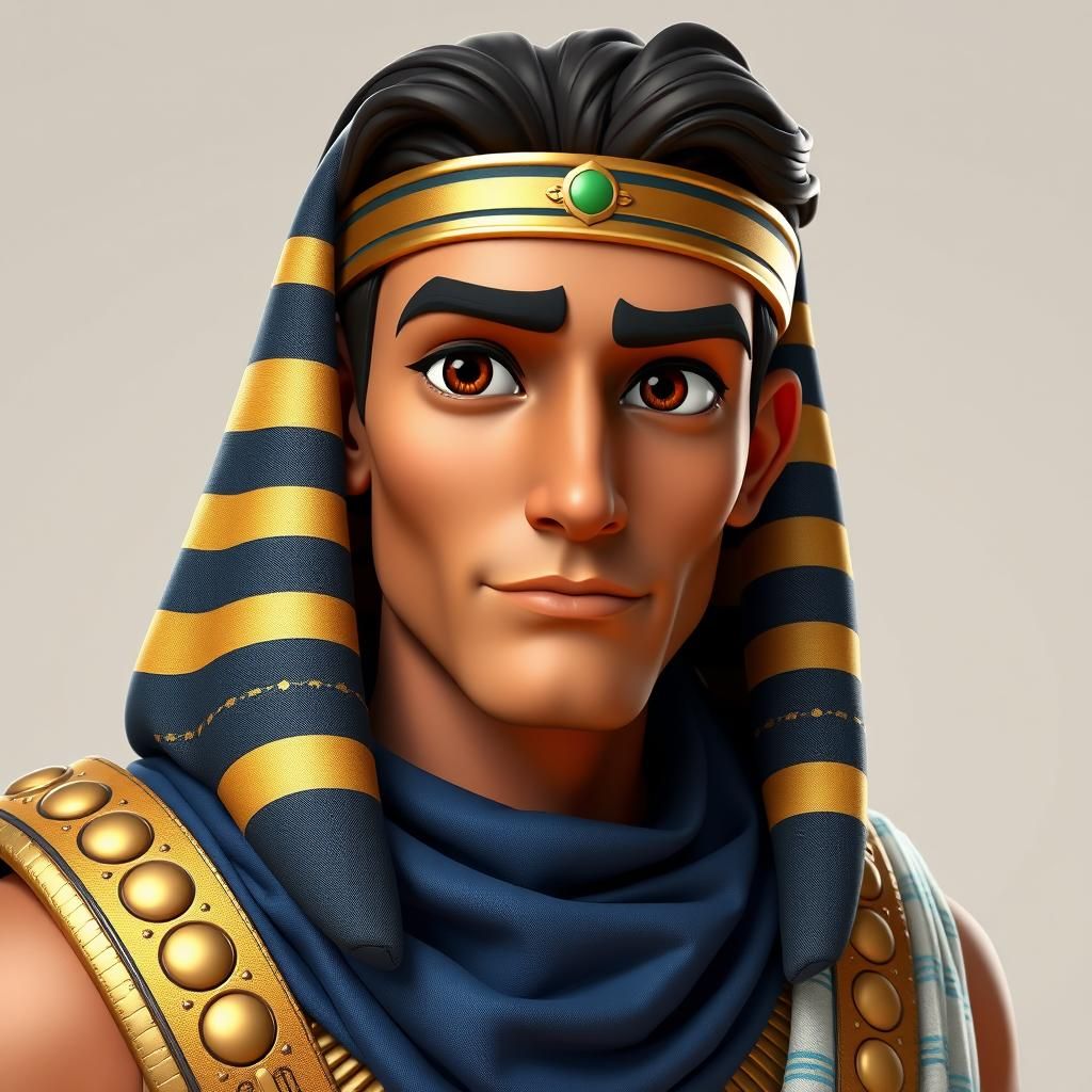 Handsome Young Pharaoh in Traditional Egyptian Clothing