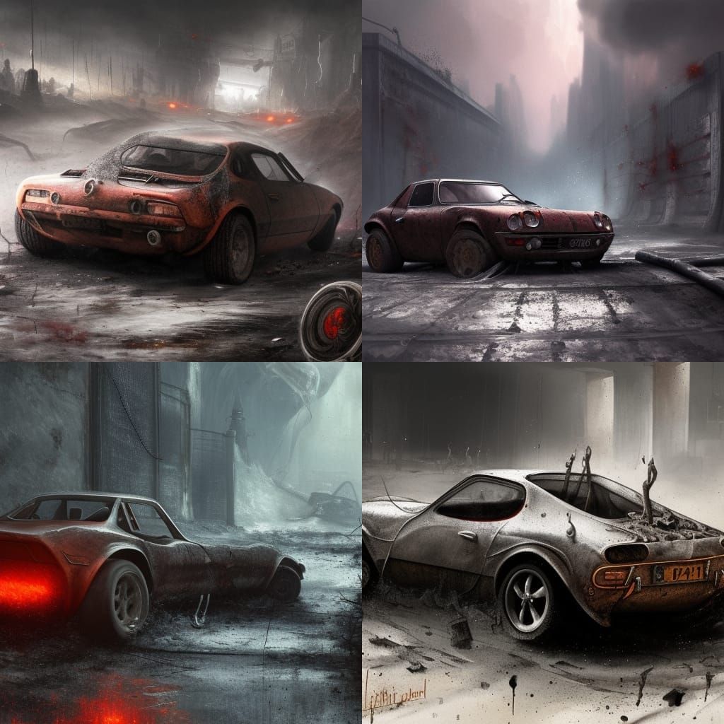 Gladiatorial 1971 Opel GT in Dark Fantasy Art