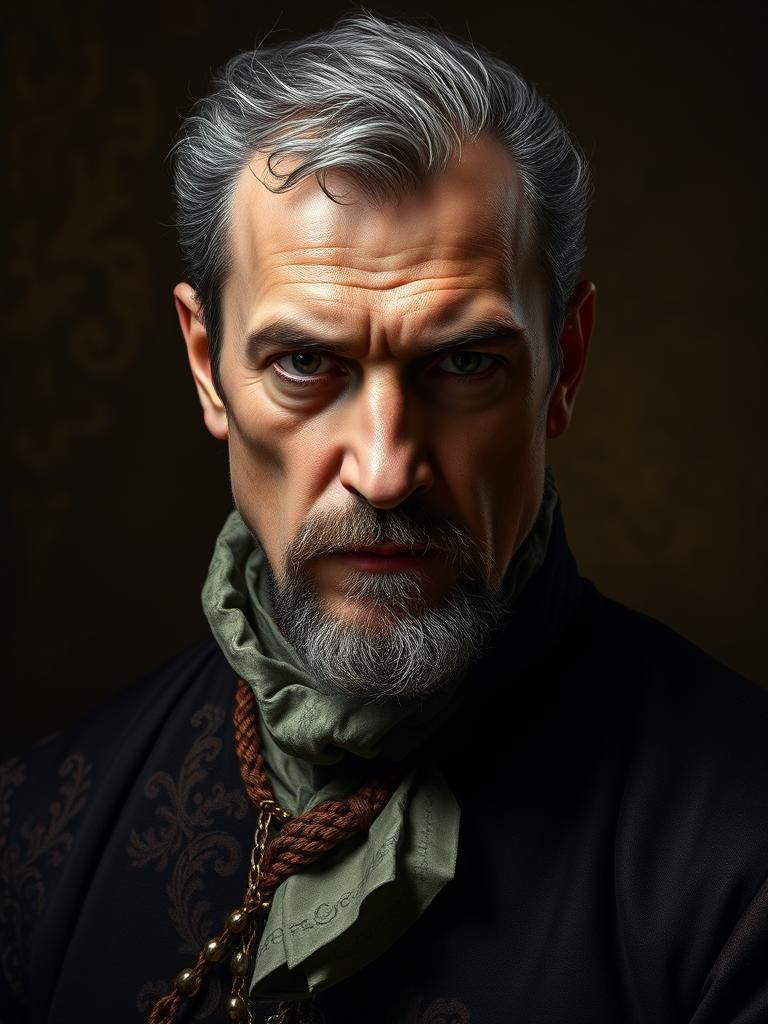 Intense Portrait in Rembrandt Style