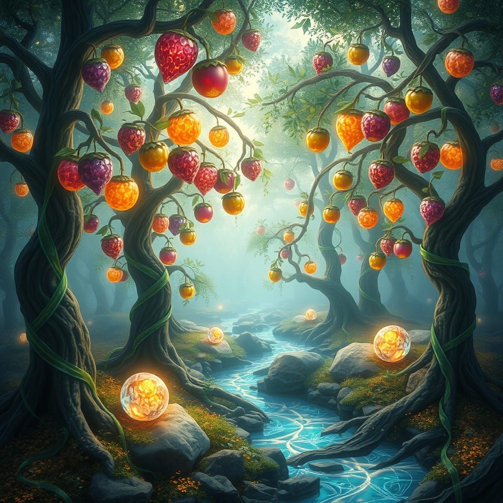 Gemstone Fruit Grove in Art Nouveau Style
