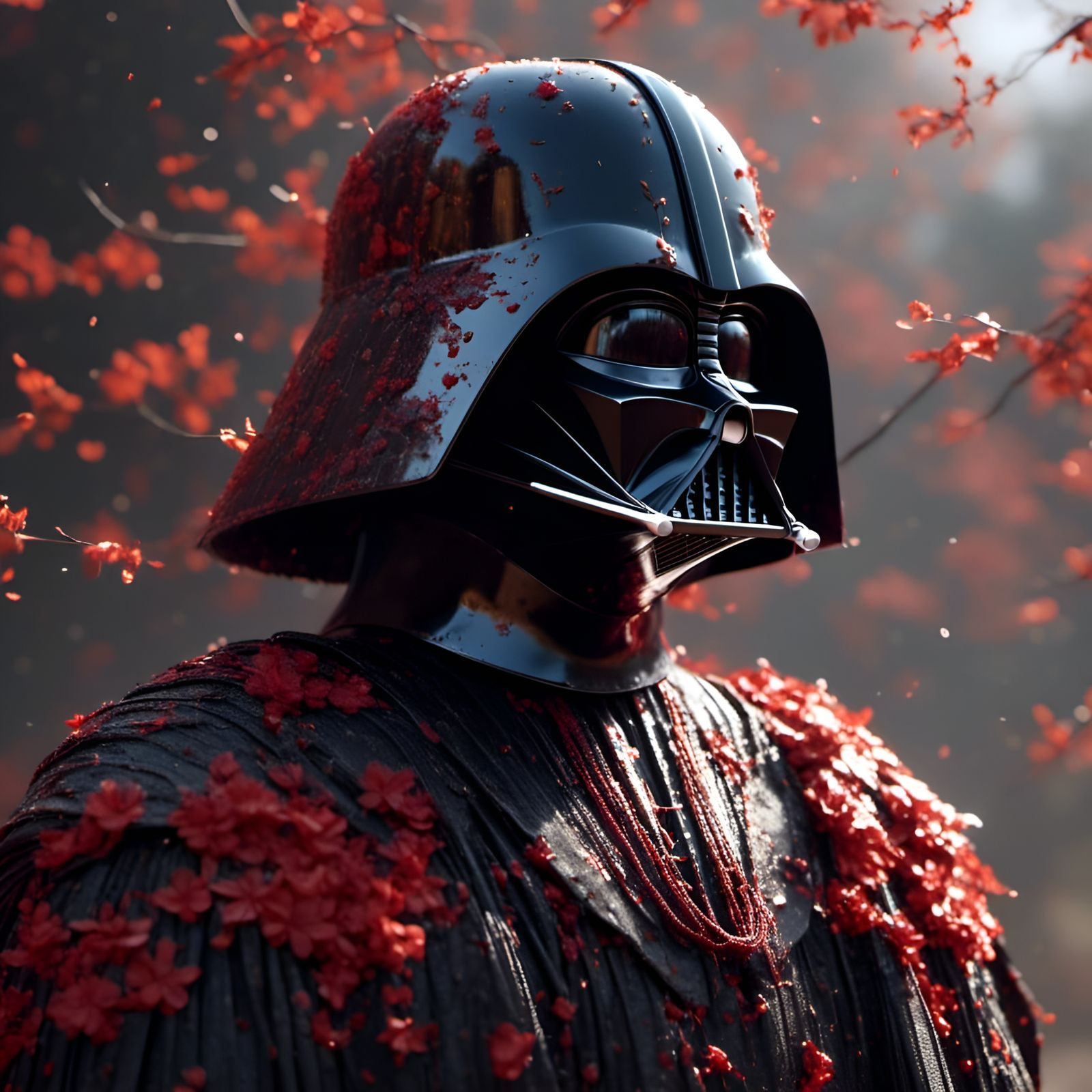 Darth Vader as Samurai: 8K Photorealistic Illustration