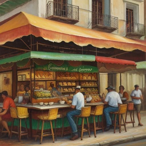 Miami 1949: Cuban Sandwich in Sepia, Impressionist Style