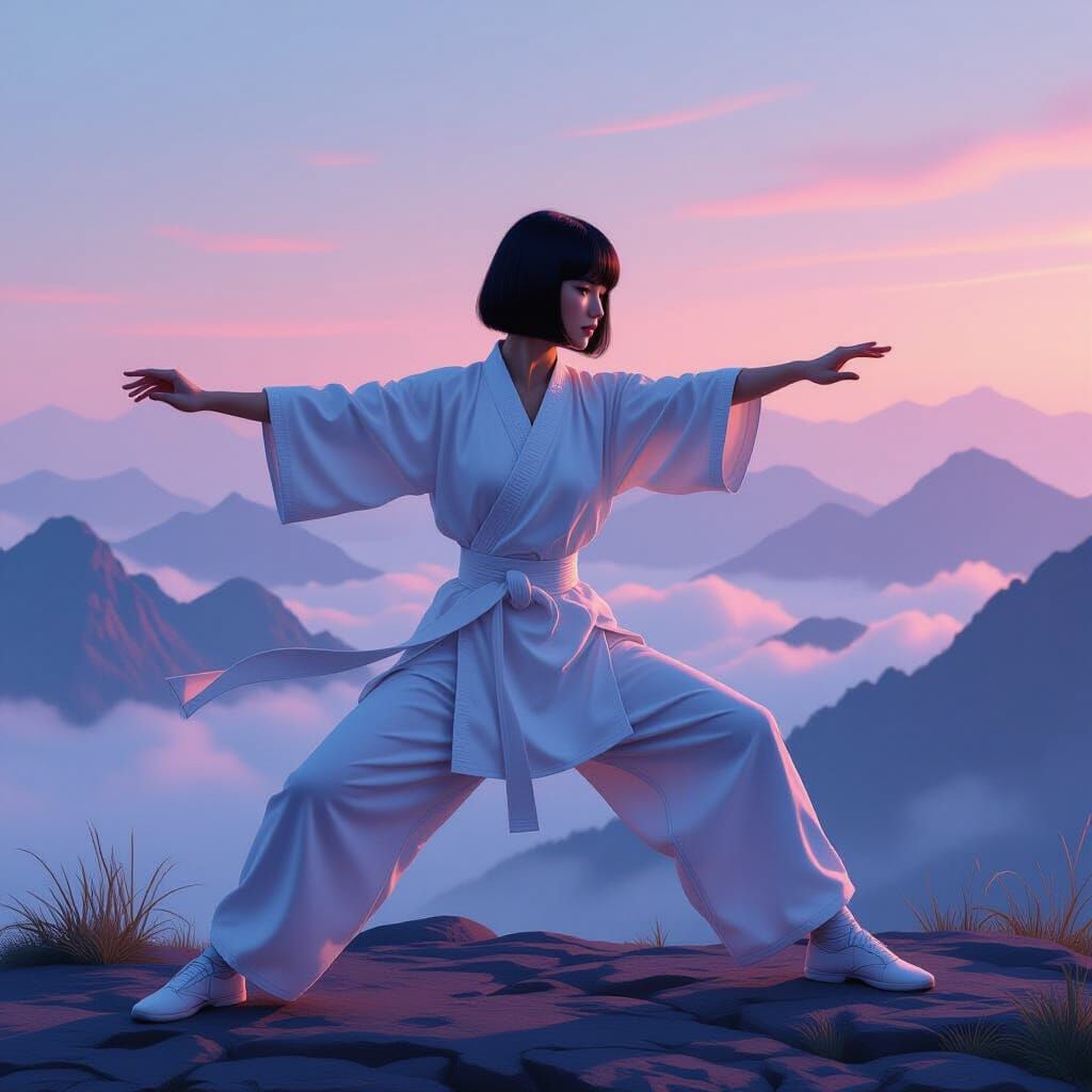 Kung Fu Master on Misty Mountaintop