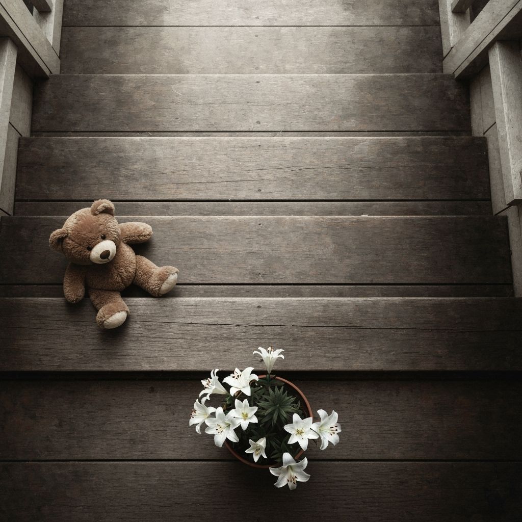 Toy Bear on Terrace in Impressionist Watercolor Style