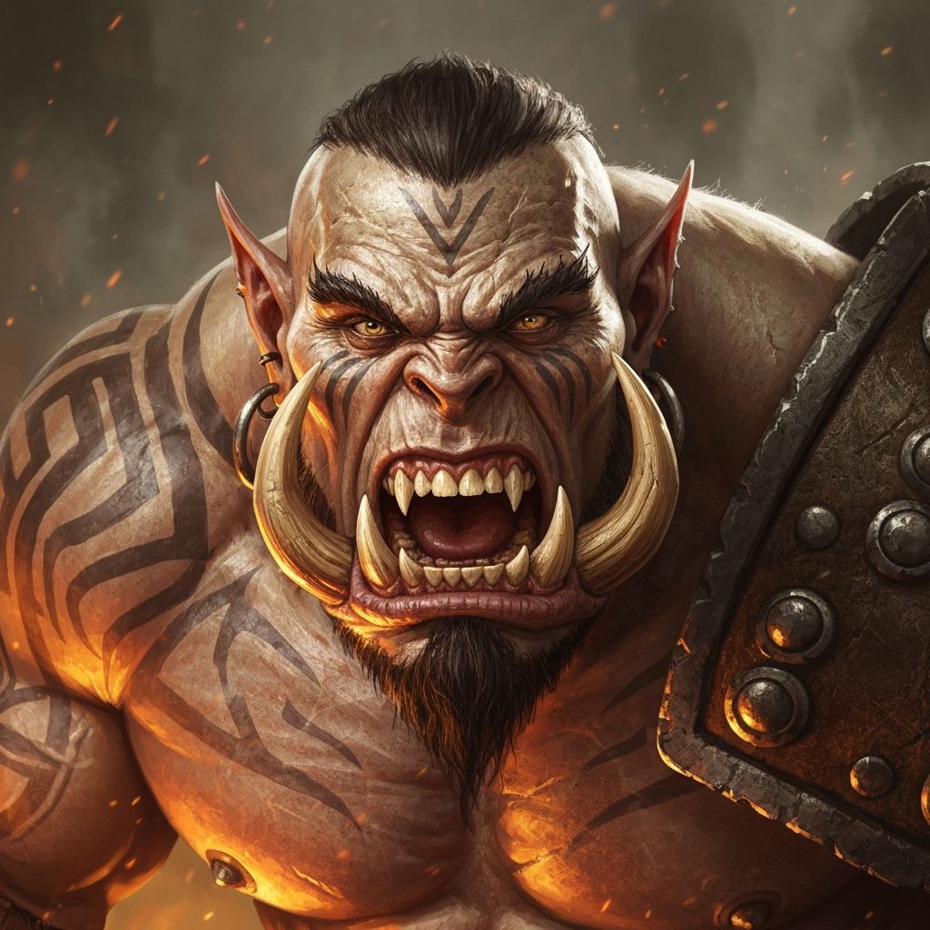 Fierce Orc Battle Cry in Dark Fantasy Concept Art