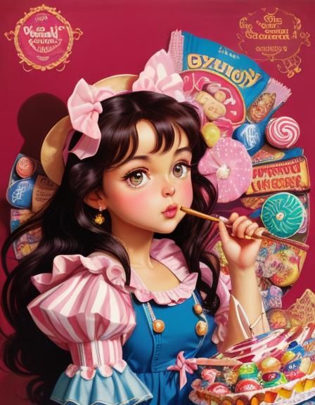 Hyperrealistic Candy Girl in Digital Illustration Style