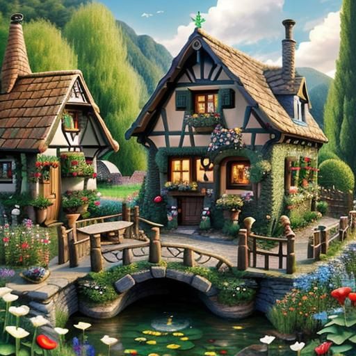 Enchanting Miniature German Village in Art Nouveau Style