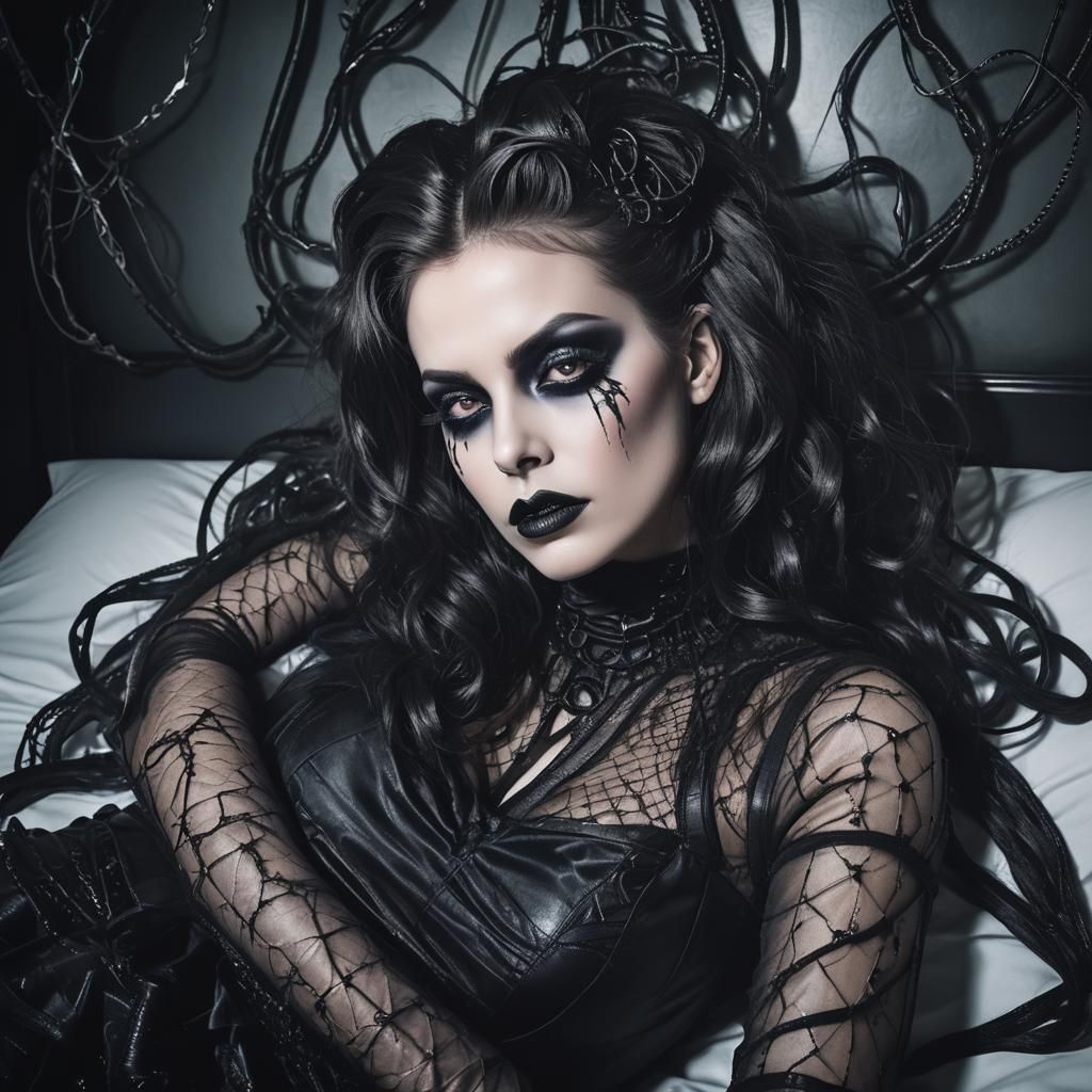 Gothic Surrealism: Woman in Latex and Fishnets