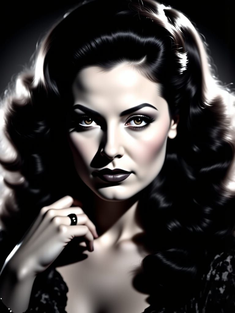 Femme Fatale Portrait in Dramatic Hollywood Lighting