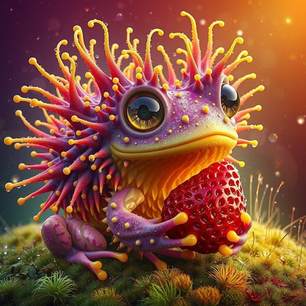 Adorable Frog-Tortoise Creature with Antler Shell, Vibrant C...