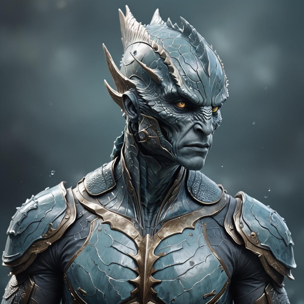 Aquatic Superhero Portrait in Hyperrealism