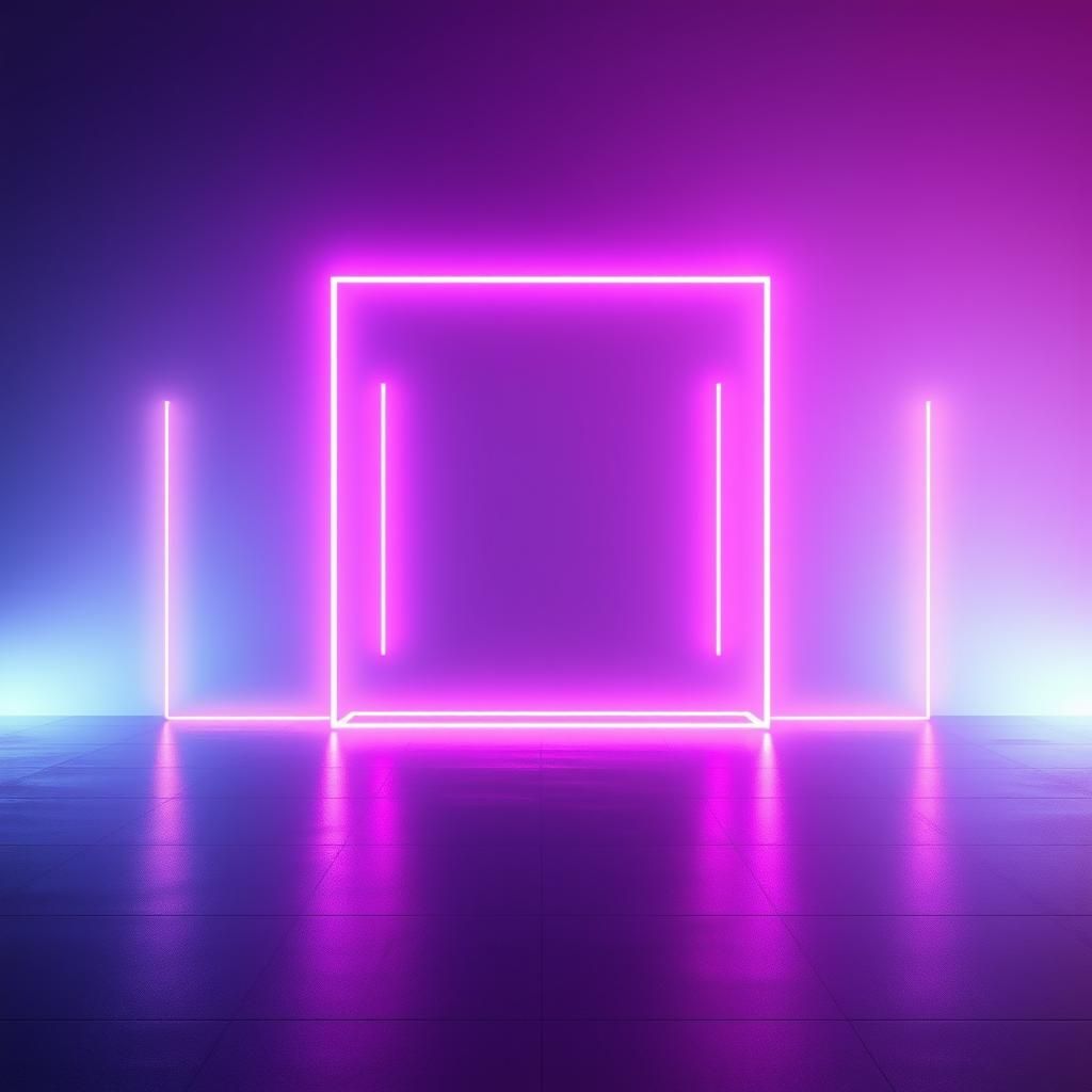 Futuristic Neon Frame with Geometric Lights