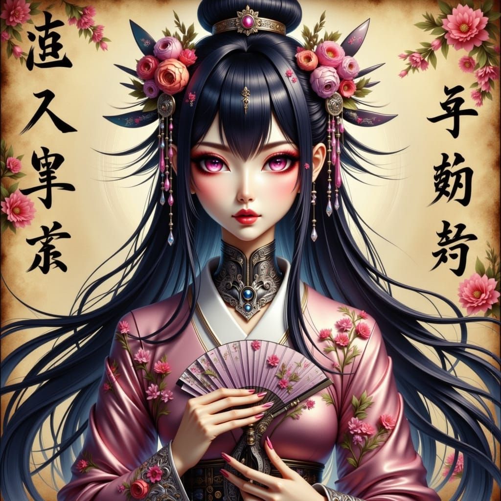 Hyperrealistic Anime Portrait of Hinata Hyuga in Mecha Style