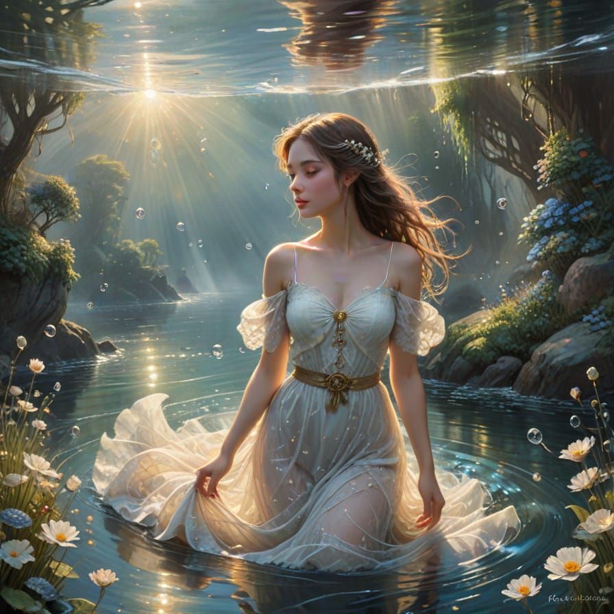 Dreamy Bubbles in a Shimmering Lake