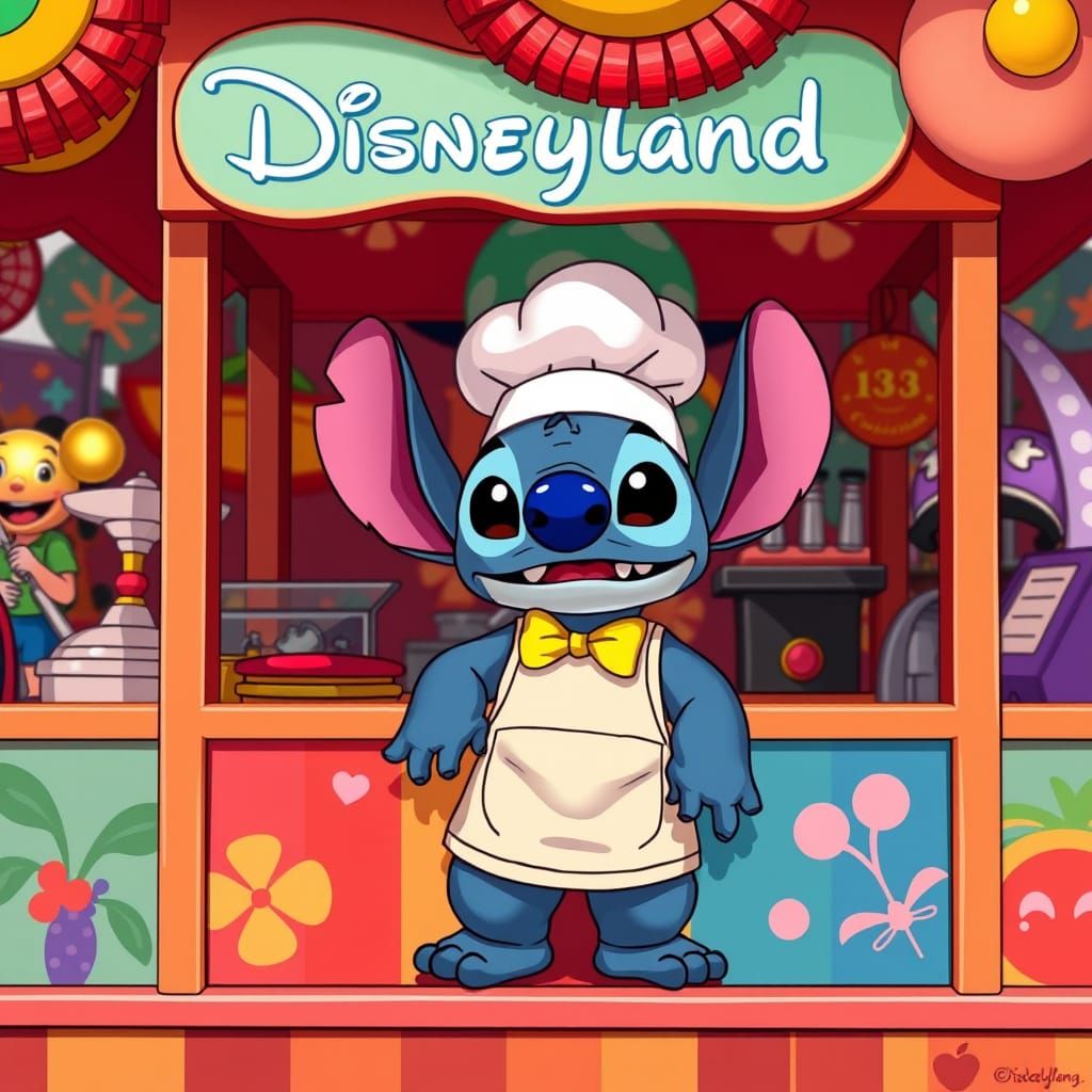 Funko Pop Figure Stitch Chef in a Box Stall at Disneyland