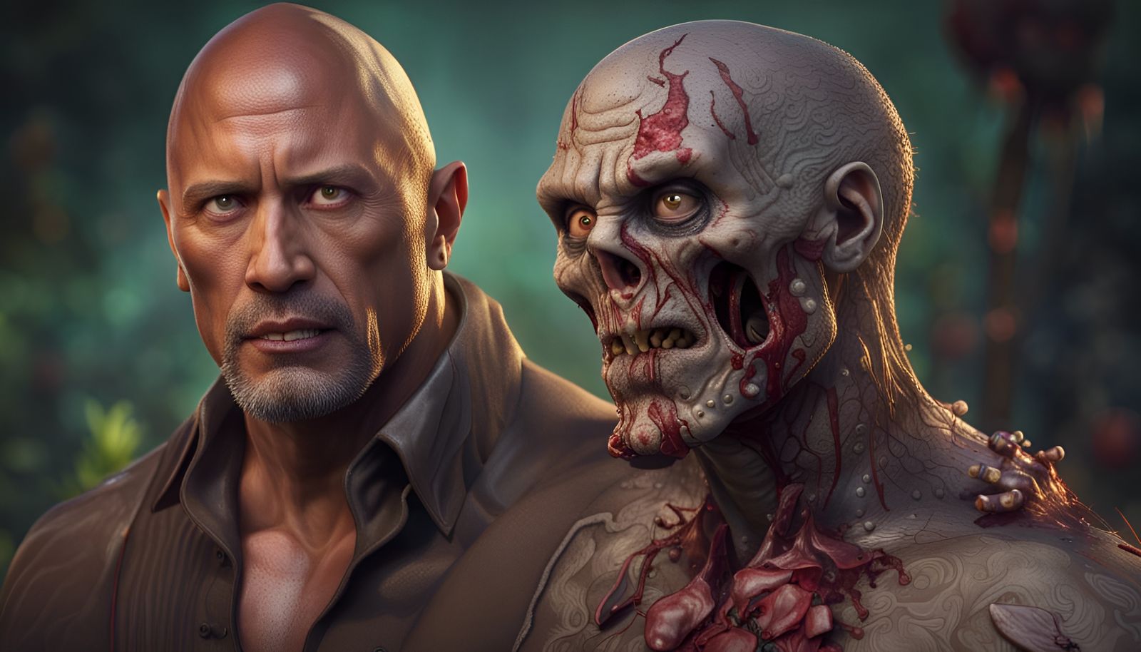 Dwayne Johnson with a Zombie