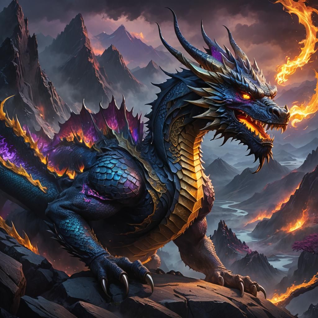 Dark Fantasy Dragon Concept Art in Greg Rutkowski Style