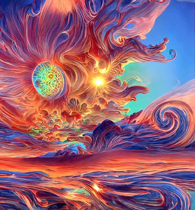 Cosmic Sun Explosion in Ukiyo-e Style