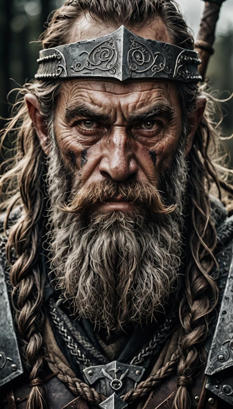 Grim Dwarf Warrior Portrait in a Fantasy World