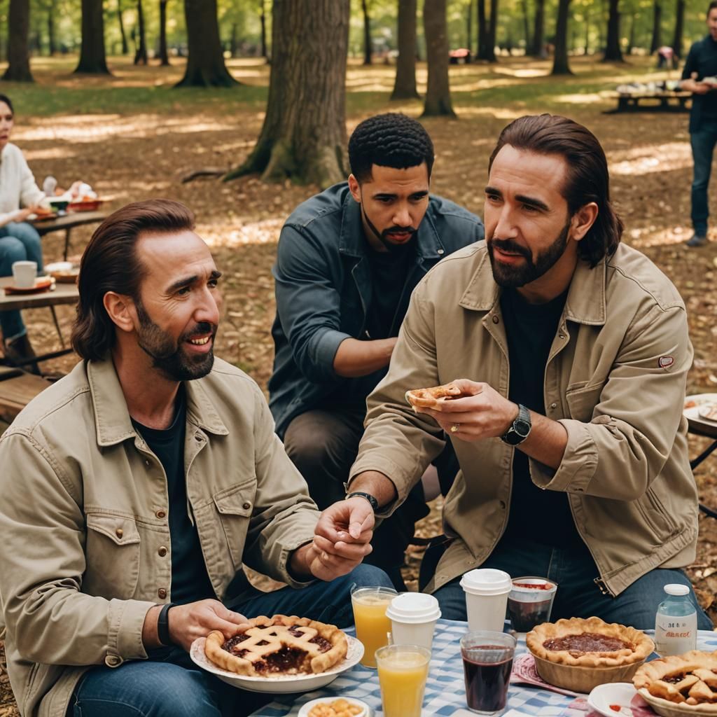 Nicholas Cage and Drake Picnic Photo