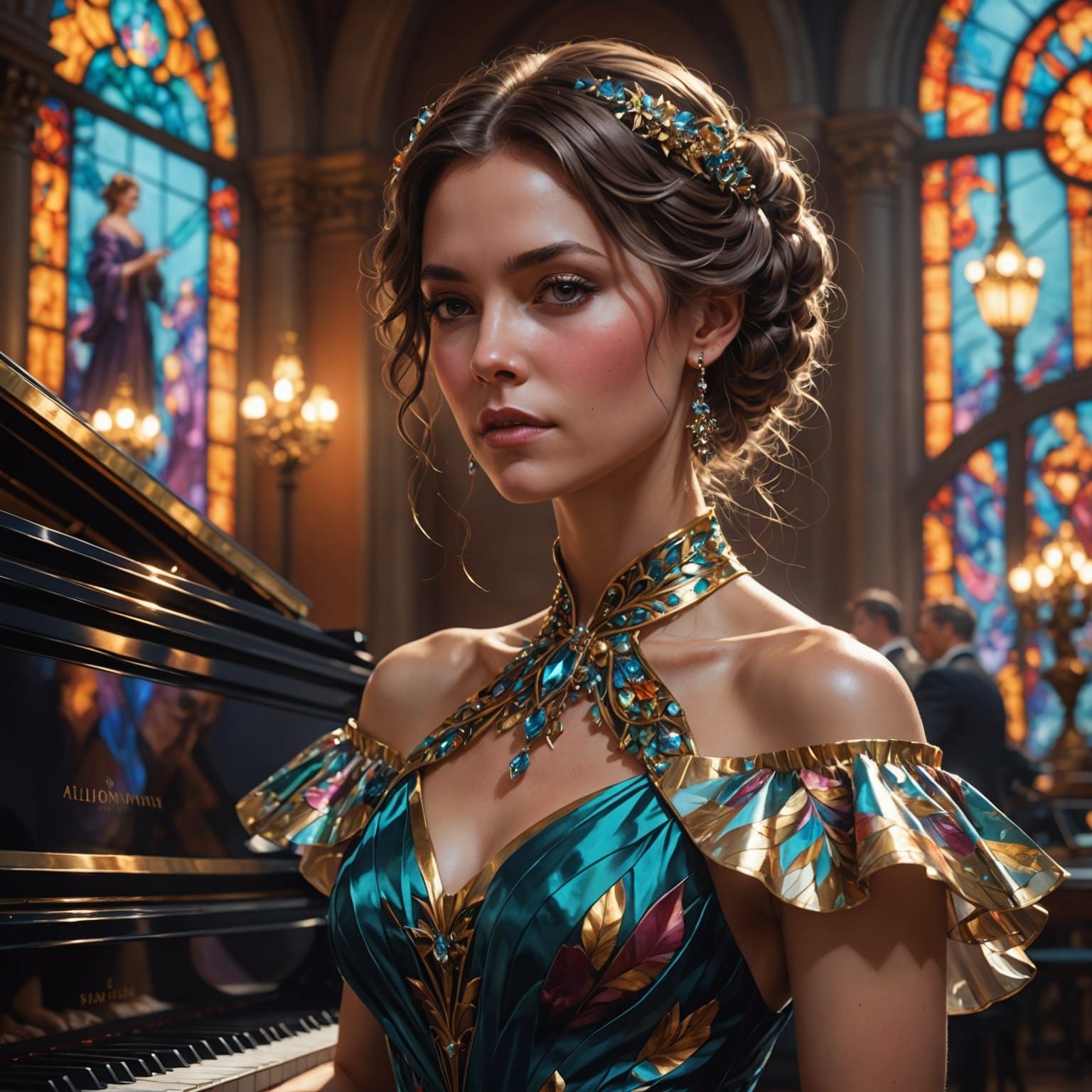 Concert Pianist Portrait in Hyperdetailed Digital Art Style