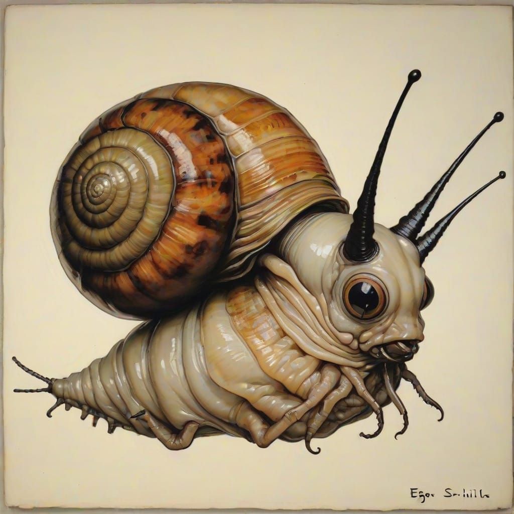 Snail Fly Hybrid in Neo-Primitive Oil Painting