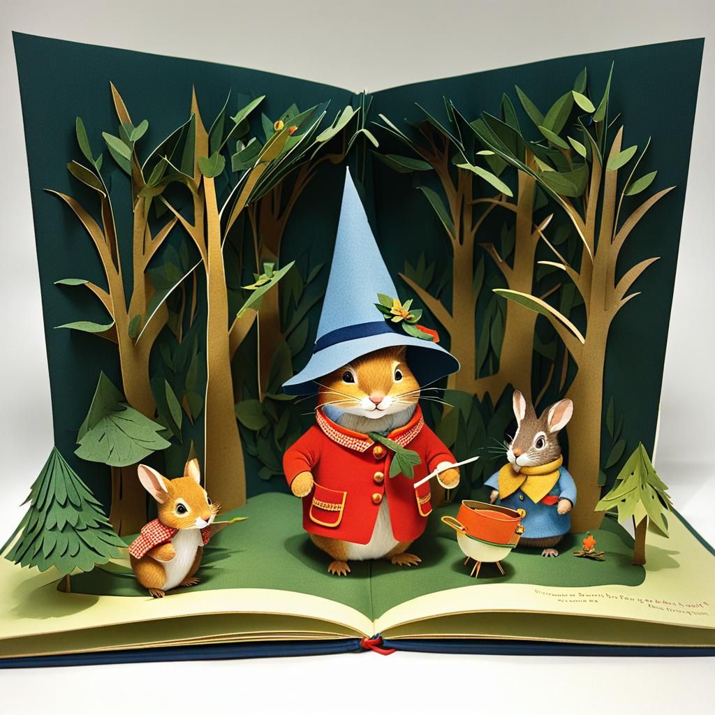 Art by Beatrix Potter, Richard Scarry: Enchanting forest sce...