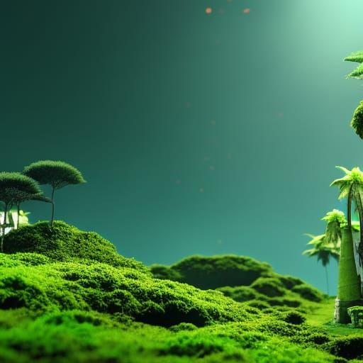 Exotic Jungle Temple of the Rastafari Lion in Luxurious Gree...