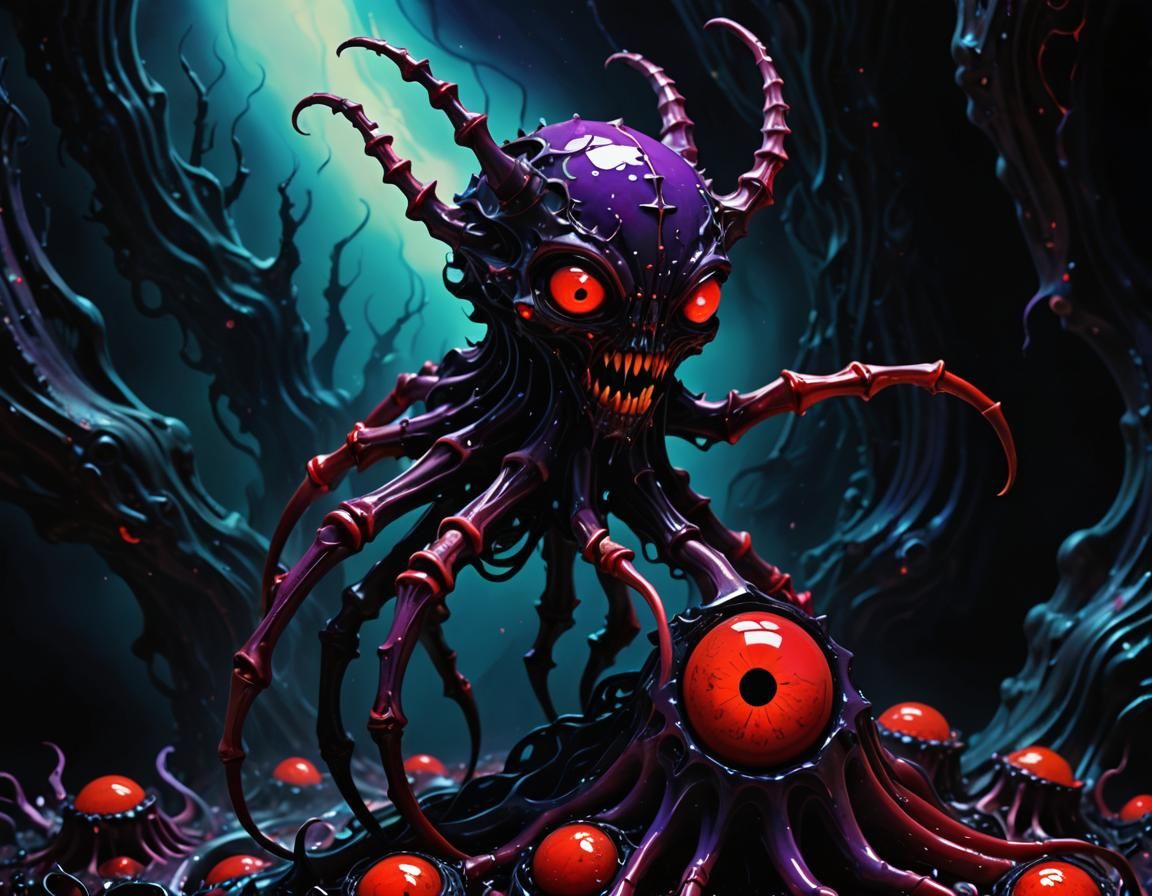 Surreal Daemon Claws in a Dark, Twisted Void