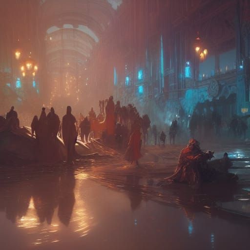 Dynamic Gathering: Hyperdetailed Concept Art