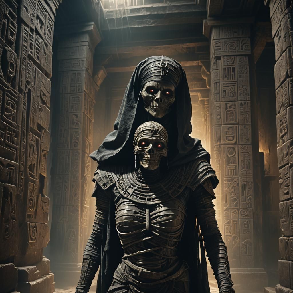 Horror Mummy Nurse in Ancient Temple