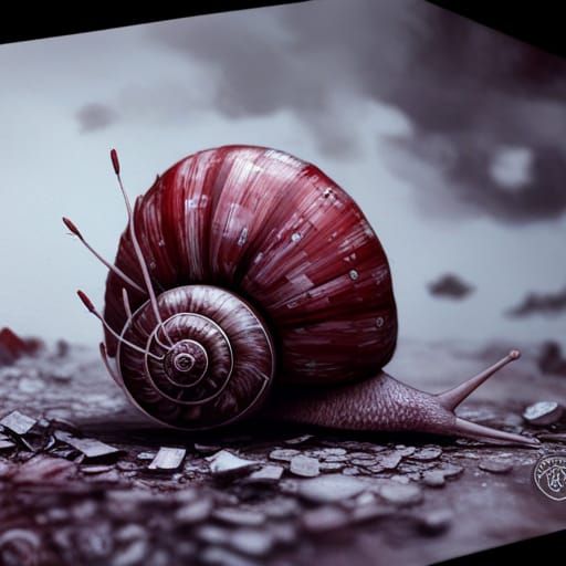 Steampunk Snail Transports House: Detailed Digital Art